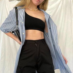 Strip collared short sleeve dress shirt from Chap’